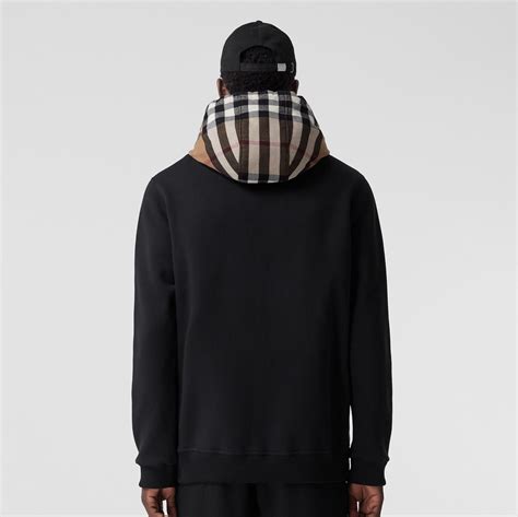 burberry hoed kind|Check Hood Cotton Blend Hoodie in Black/birch .